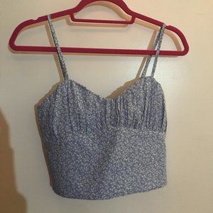 Princess Polly White Blue Floral Crop Top